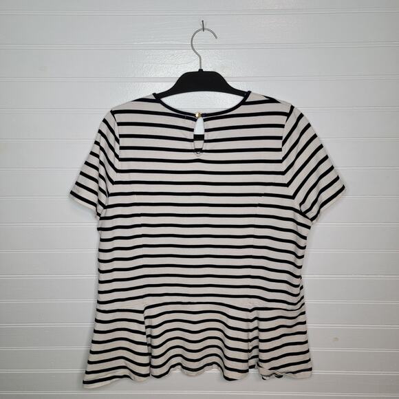 Ralph Lauren LRL Plus Size 1X Top Striped Nautical Peplum Hem Coastal Preppy - Picture 3 of 7